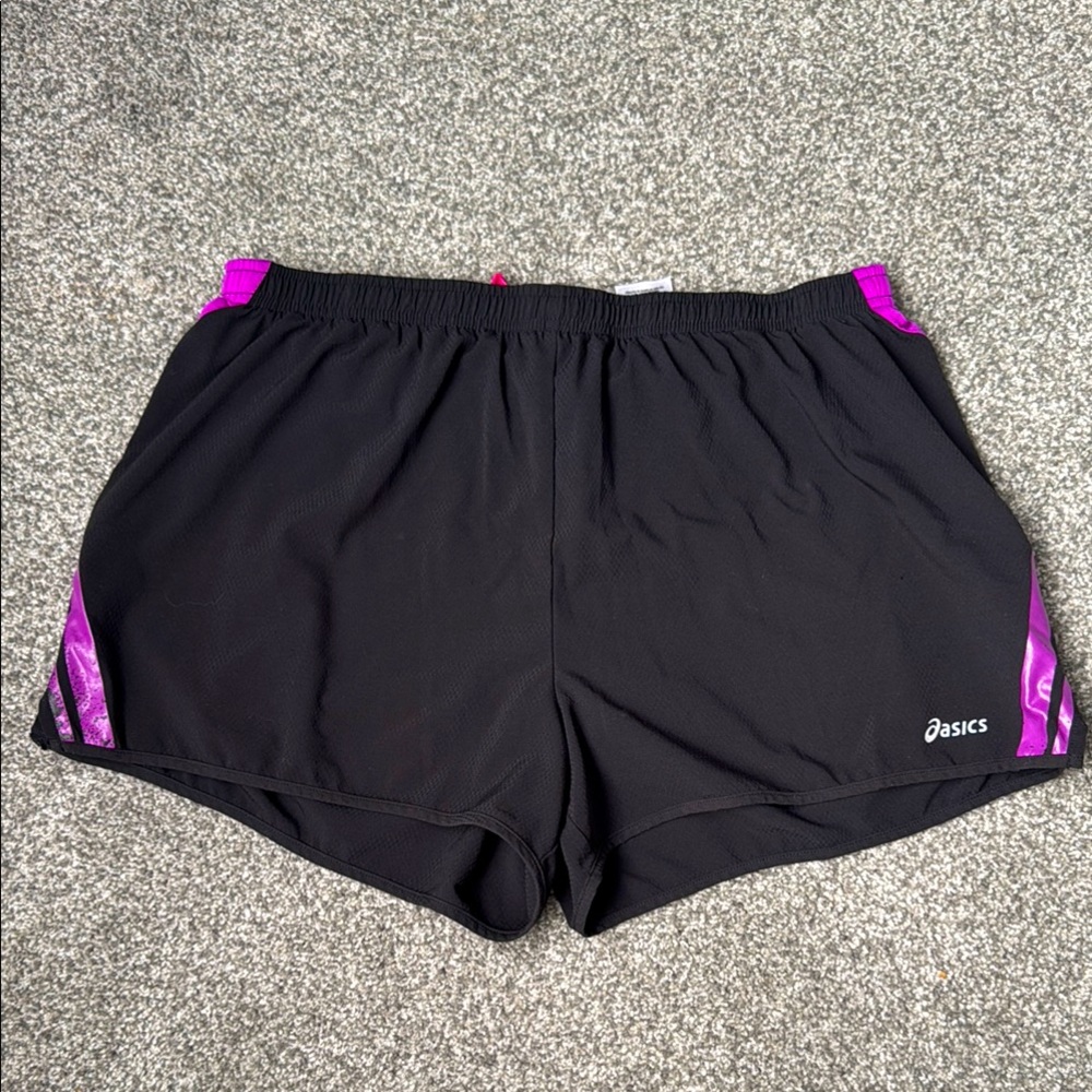 Asics Black and Purple Athletic Shorts Lightweight Design